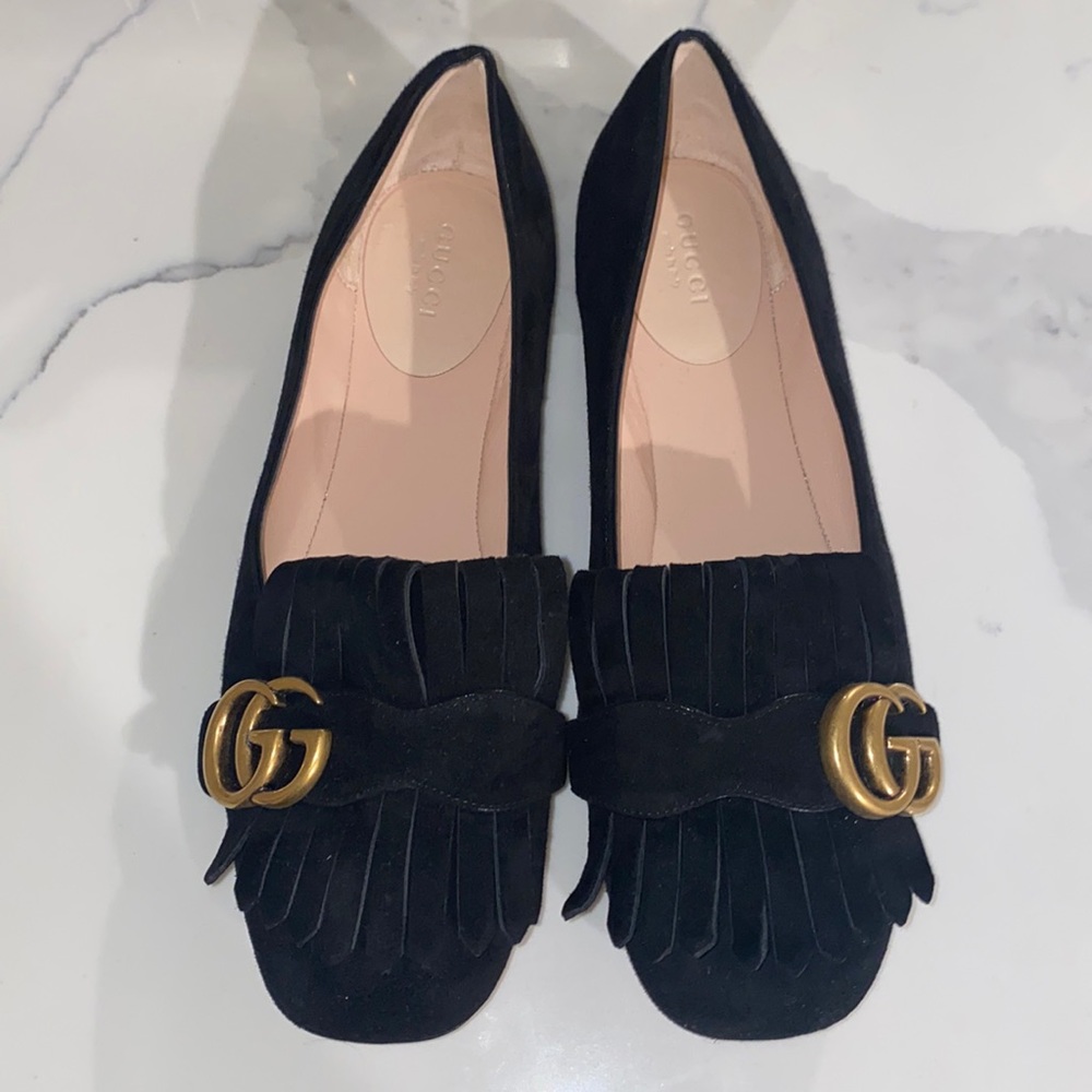 Authentic Gucci Marmont Suede Black Flats